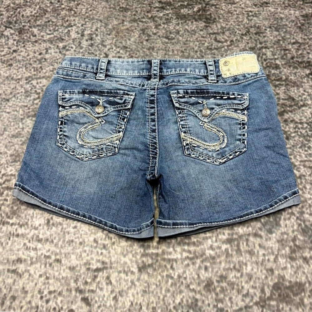 Silver Jeans Co. Shorts Womens 32 Blue Mckenzie Flap Short Cuffed Denim Y2K